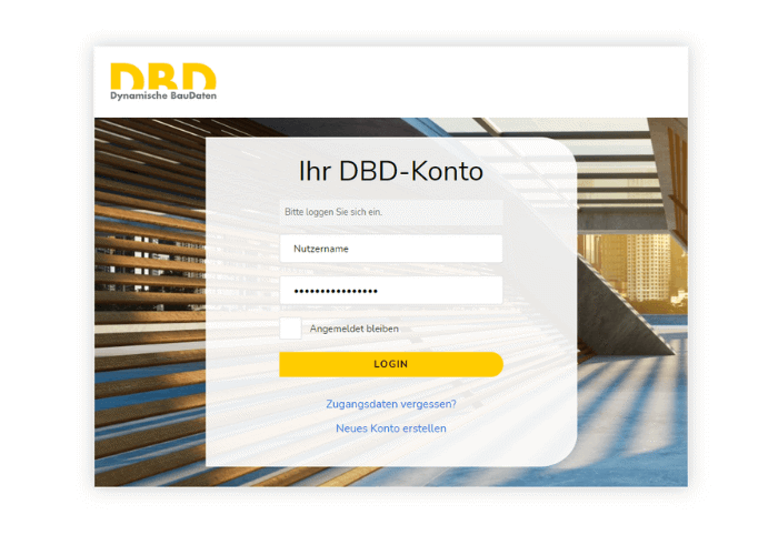 Anmeldung im DBD-Konto