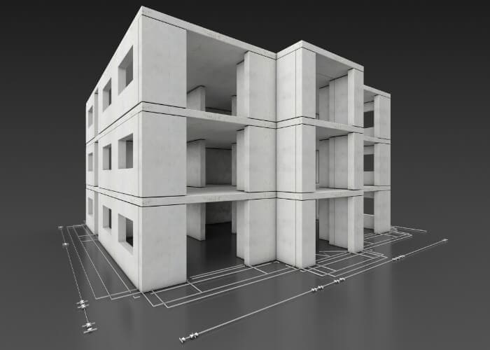 Digital erstelltes Gebäude